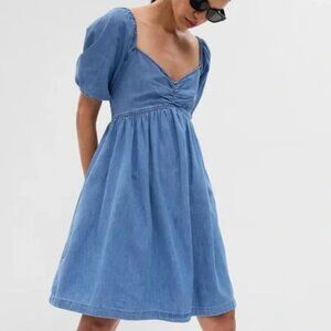 NWT Gap Puff Sleeve Denim Mini Dress with Washwell Size XXL Tall